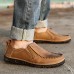 Men's Spring / Summer / Fall / Winter Leather Outdoor / Office & Career / Casual / Athletic / Party & Evening Flat Heel Brown / Khaki  