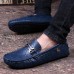 Men's Spring / Summer / Fall / Winter Round Toe Leather Casual Flat Heel Slip-on Black / Blue / White  