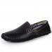 Men's Spring / Summer / Fall / Winter Comfort Leather Casual Flat Heel Slip-on Black / Blue / Brown / White  