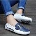 Men's Spring / Summer / Fall / Winter Round Toe Leather Casual Flat Heel Black / Blue / White  