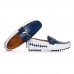 Men's Spring / Summer / Fall / Winter Round Toe Leather Casual Flat Heel Black / Blue / White  