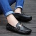 Men's Spring / Summer / Fall / Winter Round Toe Leather Casual Flat Heel Black / Blue / White  