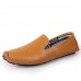 Men's Spring / Summer / Fall / Winter Comfort Leather Casual Flat Heel Slip-on Black / Blue / Brown / White  