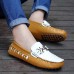 Men's Spring / Summer / Fall / Winter Round Toe Leather Casual Flat Heel Black / Blue / White  