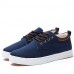 Men's Spring / Summer / Fall / Winter Comfort / Round Toe Canvas Office & Career / Casual Flat Heel Lace-up Blue / Gray / Beige  