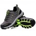 Men's Fall / Winter Round Toe Suede / Tulle Buckle / Lace-up / Split Joint Green / Gray / Navy Hiking  