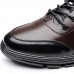 Men's Spring / Summer / Fall / Winter Comfort / Round Toe / Closed Toe Leather Office & Career / Casual Flat Heel Lace-up Black / Brown  