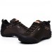 Men's Hiking Shoes Leather / Canvas Black / Green / Taupe  