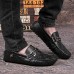 Men's Spring / Summer / Fall / Winter Round Toe Leather Casual Flat Heel Slip-on Black / Blue / White  