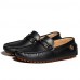 Men's Spring / Summer / Fall / Winter Round Toe Leather Casual Flat Heel Black / Brown / Navy  