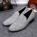 Men's Shoes Amir Limited Edition Pure Handmade Wedding / Party & Evening Leather Loafers Silver  