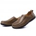 Men's Spring / Summer / Fall / Winter Leather Outdoor / Office & Career / Casual / Athletic / Party & Evening Flat Heel Brown / Khaki  