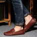 Men's Spring / Summer / Fall / Winter Round Toe Leather Casual Flat Heel Black / Brown / Navy  