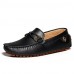 Men's Spring / Summer / Fall / Winter Round Toe Leather Casual Flat Heel Black / Brown / Navy  