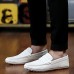 Men's Summer Comfort PU Casual Flat Heel Black / White  