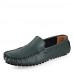 Men's Spring / Summer / Fall / Winter Round Toe Leather Casual Flat Heel Slip-on Black / Blue / Brown / Green / White / Orange  