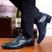 Men's Shoes Casual/Party/Office Snake Print Fashion PU Leather Shoes Black/Bule  