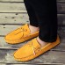 Men's Shoes Casual Leather Loafers Black / Yellow / Gray  