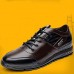 Men's Spring / Summer / Fall / Winter Comfort / Round Toe / Closed Toe Leather Office & Career / Casual Flat Heel Lace-up Black / Brown  