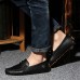 Men's Spring / Summer / Fall / Winter Round Toe Leather Casual Flat Heel Black / Brown / Navy  