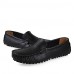 Men's Spring / Summer / Fall / Winter Round Toe Leather Casual Flat Heel Slip-on Black / Blue / Brown / Green / White / Orange  