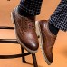 Men's Shoes Casual Leather Oxfords Blue/Brown/Red  