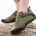 Men's Hiking Shoes Leather / Canvas Black / Green / Taupe  