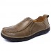 Men's Spring / Summer / Fall / Winter Leather Outdoor / Office & Career / Casual / Athletic / Party & Evening Flat Heel Brown / Khaki  