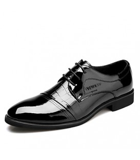 Men's Spring / Summer / Fall / Winter Comfort / Round Toe / Closed Toe Patent Leather Casual Flat Heel Lace-up Black / Brown  