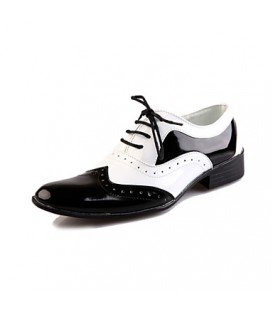 Men's Spring / Summer / Fall / Winter Comfort Leather Party & Evening Flat Heel Lace-up Black / White  