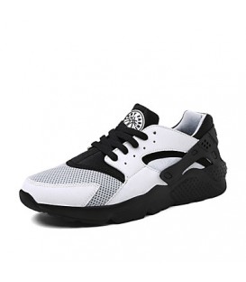 Men's Spring / Summer / Fall / Winter Round Toe Tulle / Fabric Athletic Flat Heel Lace-up Black / White Walking  