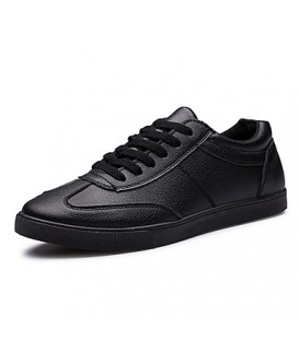 Men's Spring / Summer / Fall Styles / Round Toe PU Office & Career / Casual / Party & Evening Flat Heel Black / White  