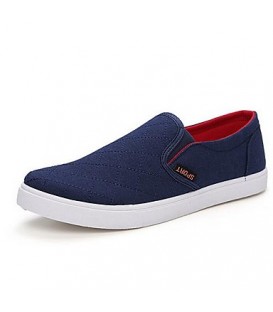 Men's Spring / Summer / Fall / Winter Round Toe Canvas Casual Flat Heel Black / Blue  