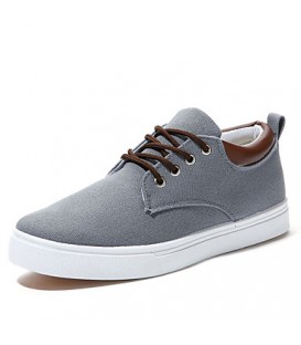 Men's Spring / Summer / Fall / Winter Comfort / Round Toe Canvas Office & Career / Casual Flat Heel Lace-up Blue / Gray / Beige  