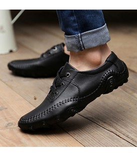 Men's Spring / Summer / Fall / Winter Round Toe Leather Casual Lace-up Black / Brown  