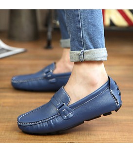 Men's Spring / Summer / Fall / Winter Comfort / Moccasin / Round Toe Leather Office & Career / Casual / Party & Evening Flat Heel Slip-on  