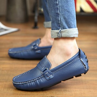 Men's Spring / Summer / Fall / Winter Comfort / Moccasin / Round Toe Leather Office & Career / Casual / Party & Evening Flat Heel Slip-on  