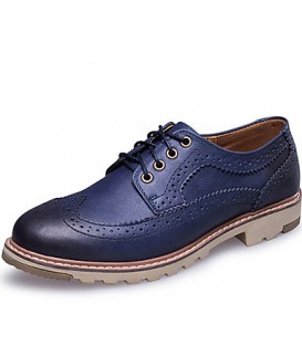 Men's Shoes Casual Leather Oxfords Blue/Brown/Red  