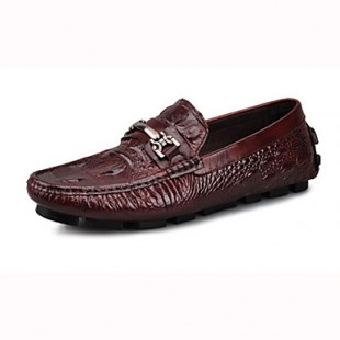 Men's Shoes Outdoor / Office & Career / Casual Corcodile Leather Loafers Black / Burgundy  