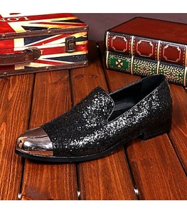 Men's Shoes Amir Pure Manual Black Flash Stage Show Wedding / Evening Party Comfort Cowhide Leather Loafers  