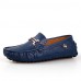 Men's Spring / Summer / Fall / Winter Round Toe Leather Casual Flat Heel Slip-on Black / Blue / White  