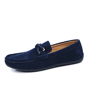 Men's Summer / Fall Comfort / Round Toe Leather Office & Career / Casual Slip-on Black / Blue / Red / Gray  