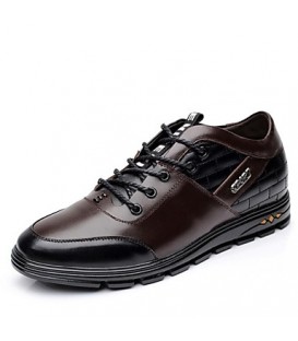 Men's Spring / Summer / Fall / Winter Comfort / Round Toe / Closed Toe Leather Office & Career / Casual Flat Heel Lace-up Black / Brown  