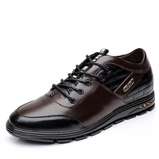 Men's Spring / Summer / Fall / Winter Comfort / Round Toe / Closed Toe Leather Office & Career / Casual Flat Heel Lace-up Black / Brown  