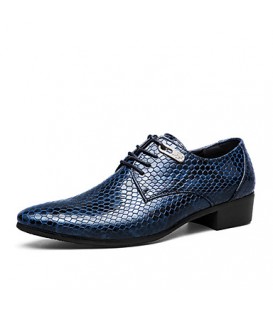 Men's Shoes Casual/Party/Office Snake Print Fashion PU Leather Shoes Black/Bule  