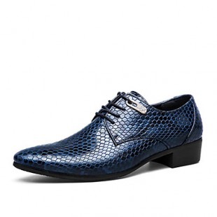 Men's Shoes Casual/Party/Office Snake Print Fashion PU Leather Shoes Black/Bule  