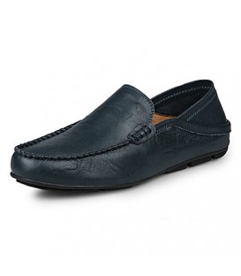 Men's Summer / Fall Moccasin Leather Office & Career / Casual Flat Heel Black / Blue / Brown  