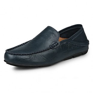 Men's Summer / Fall Moccasin Leather Office & Career / Casual Flat Heel Black / Blue / Brown  