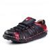 Men's Spring / Fall / Winter Round Toe Leather Outdoor / Casual / Party & Evening Flat Heel Lace-up Red / Silver  