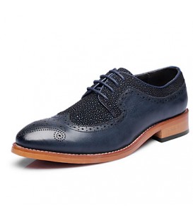 Men's Shoes Office & Career/Party & Evening/Casual Leather Oxfords Black/Blue  